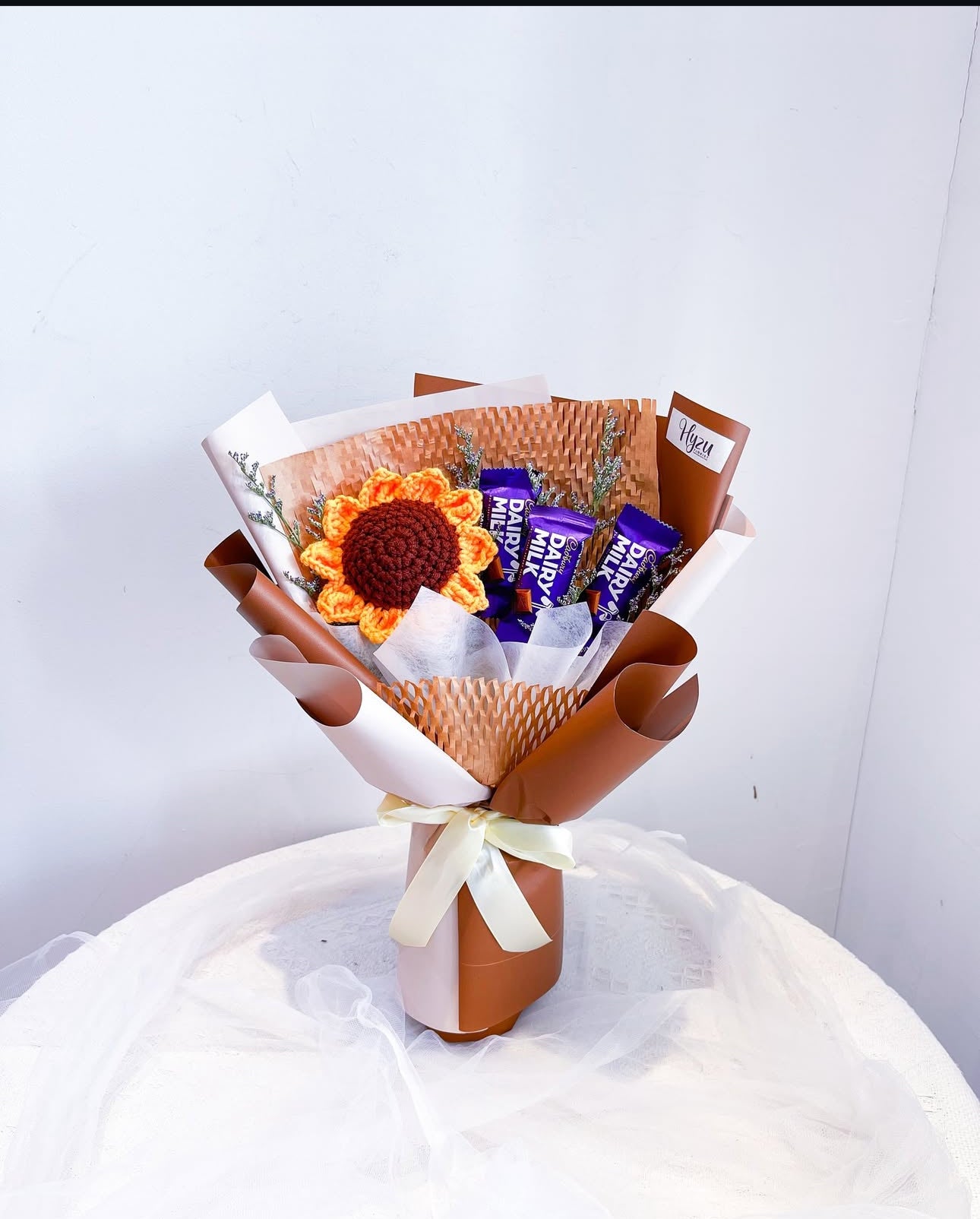 Single Crochet Sunflower with Chocolate Bouquet