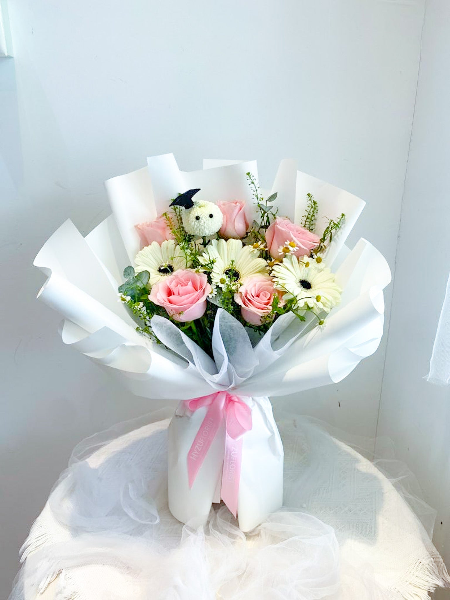 Medium Roses-Gerberas Bouquet Grad Edition