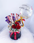 Standard Mix Chocolate-Roses Box with Glitter Balloon