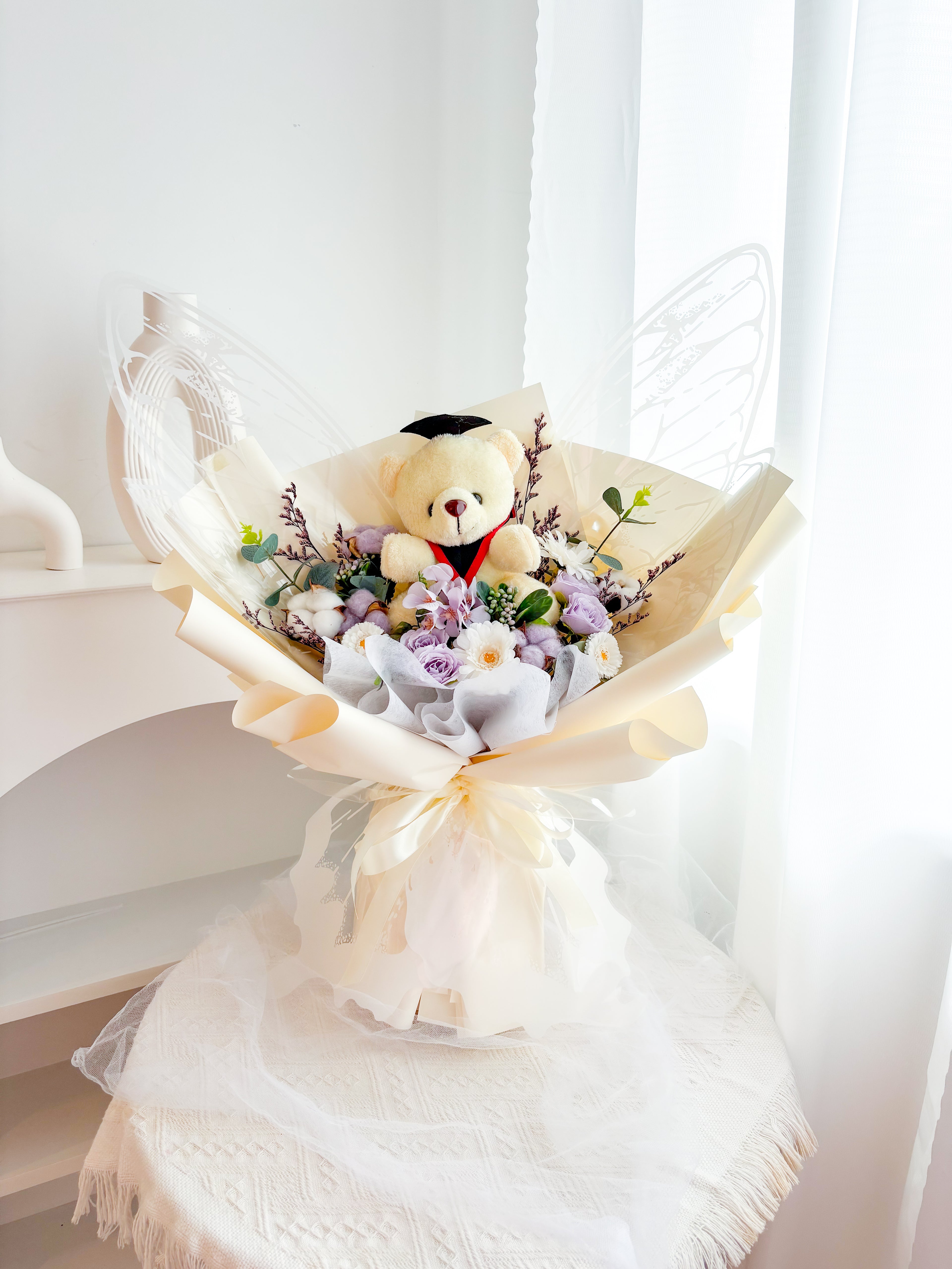 Artificial Butterfly Bouquet Snow Set