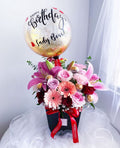 Mix Fresh Flowers-Ferrero Box with Glitter Ballon
