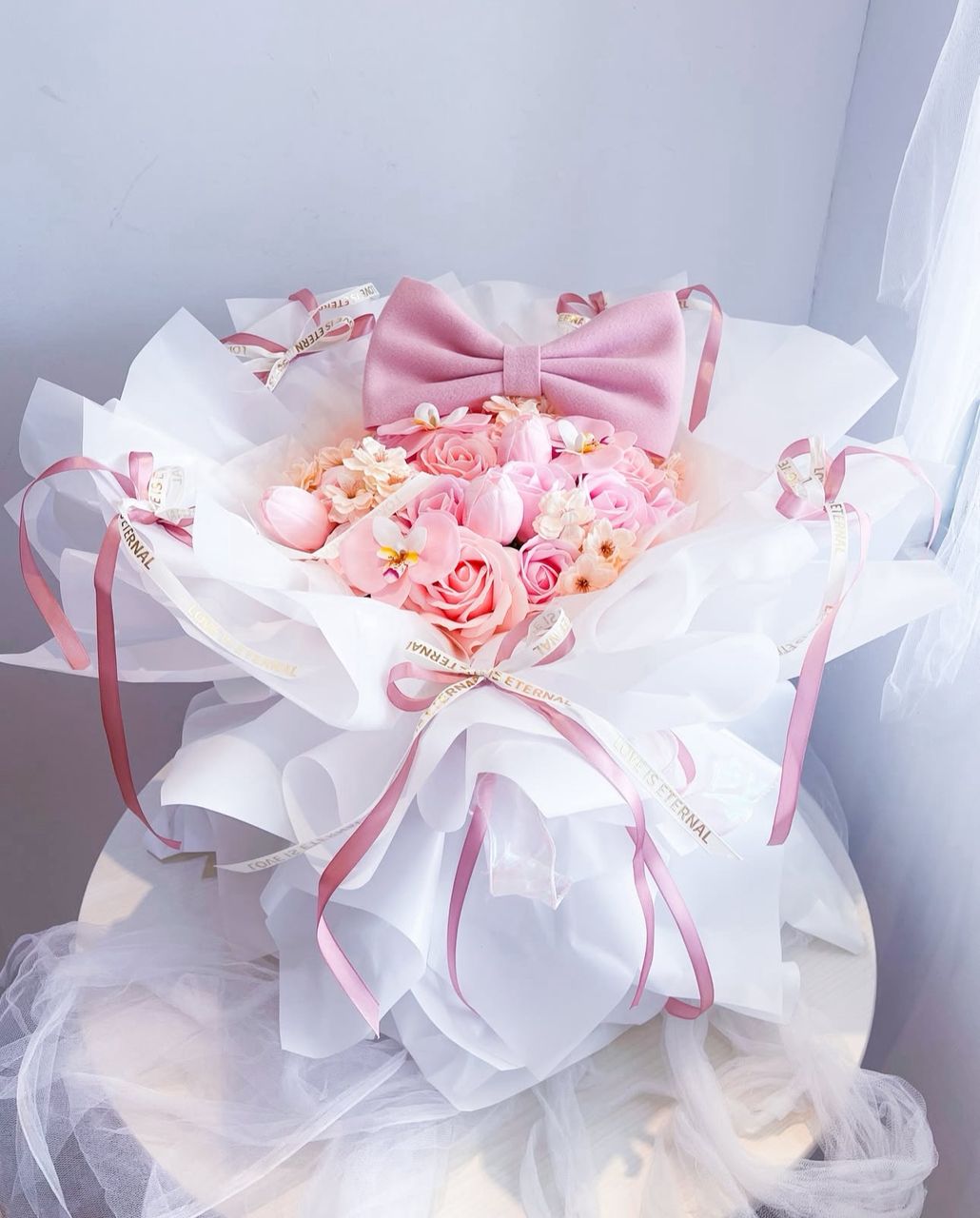 Artificial Scented Round Bouquet Blush Set Coquette Edition