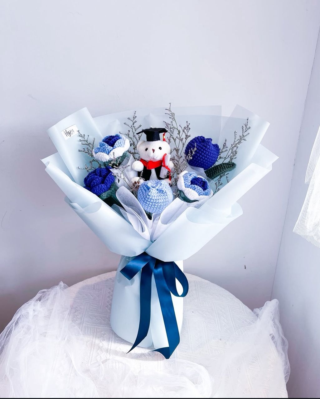 Crochet Bouquet Mono Set with Grad Teddy