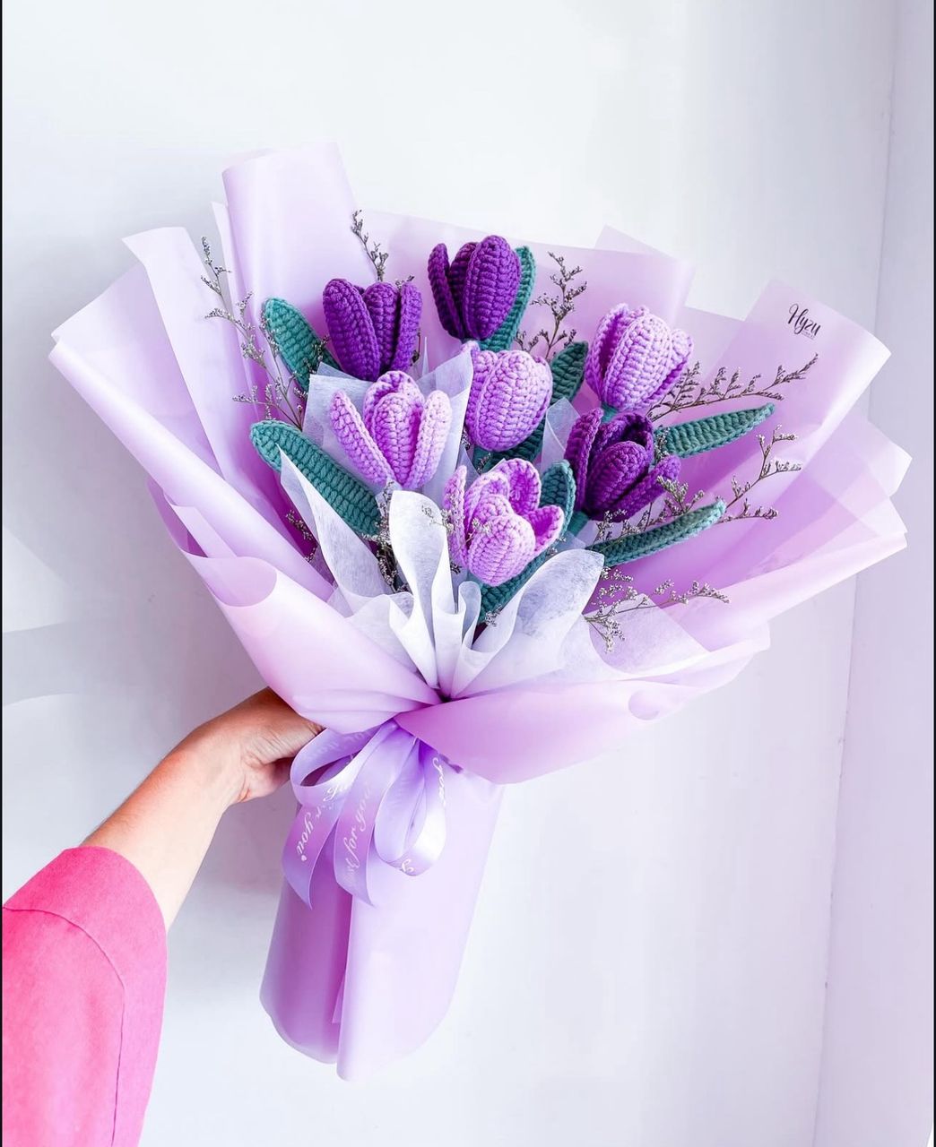 Crochet Tulips Bouquet Plum Set