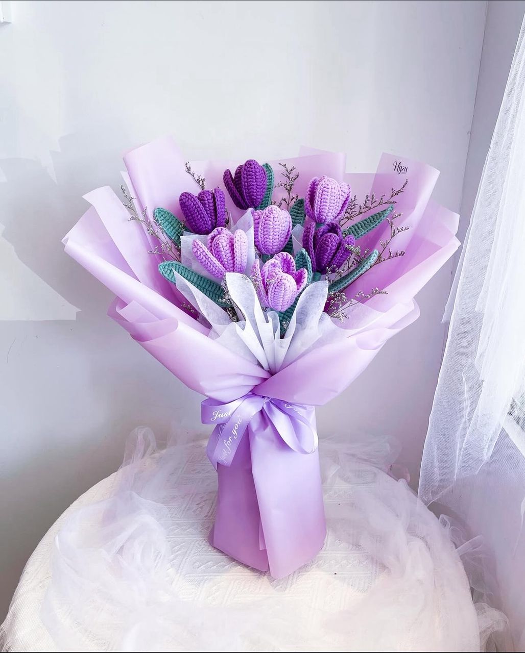 Crochet Tulips Bouquet Plum Set