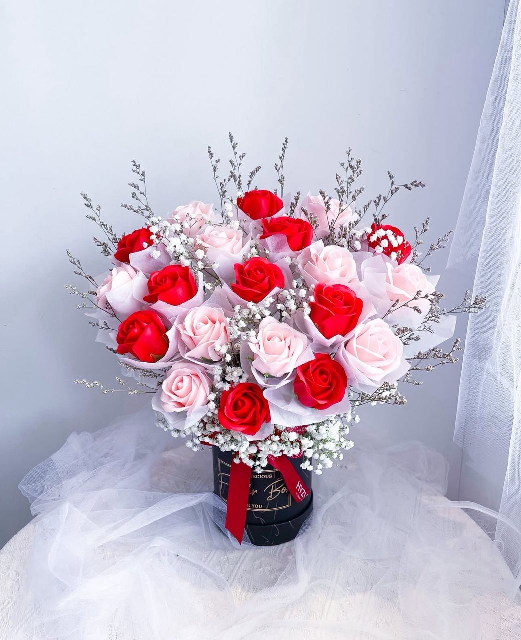 Artificial Scented Roses Arrangement Box