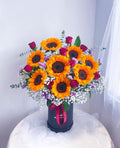 Fresh Sunflowers-Roses Box