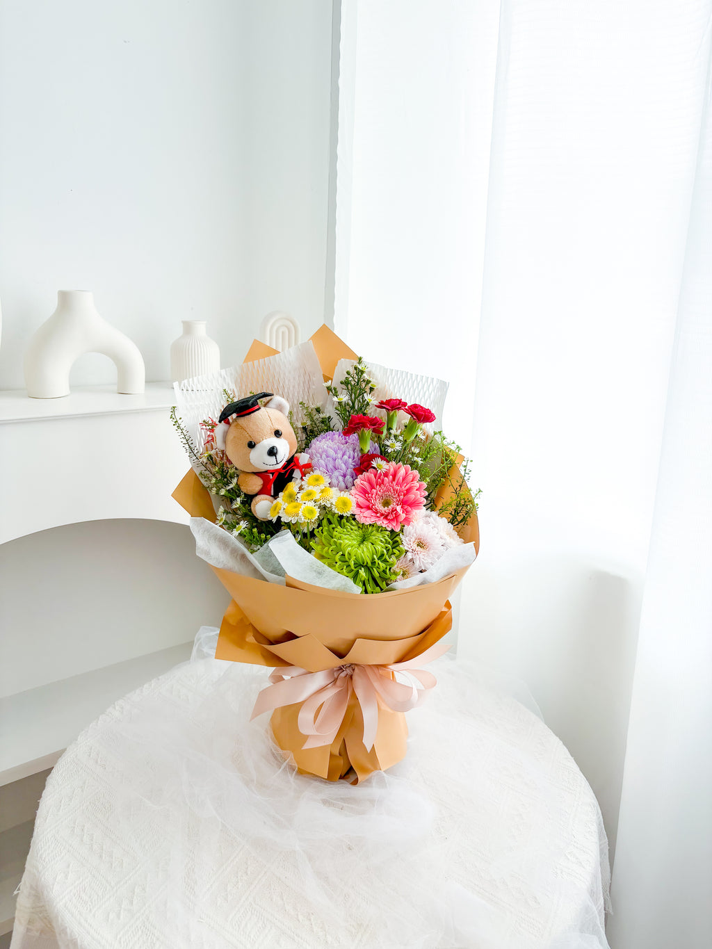 Thumbelina Bouquet with Grad Teddy