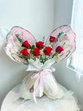 7 Stalks Fresh Roses Butterfly Set