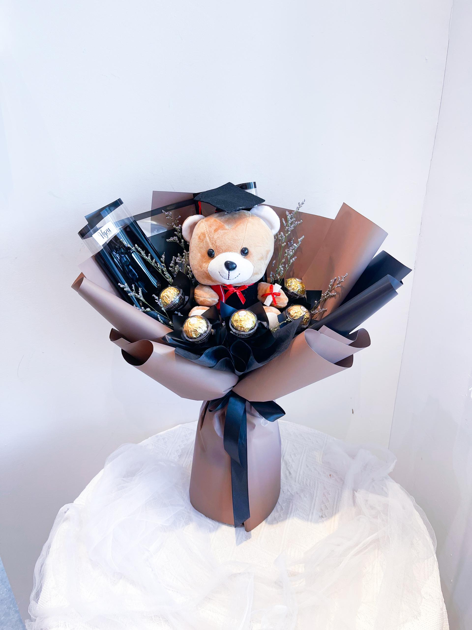 Medium Ferrero Bouquet with Grad Teddy