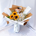 Sunflowers-Ferrero Bouquet with Grad Teddy