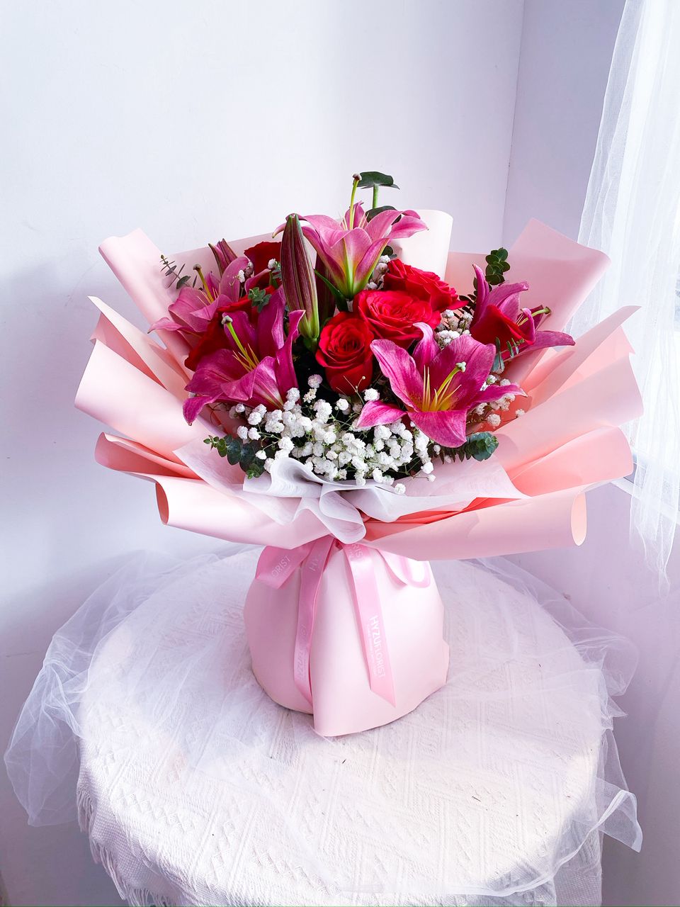 Premium Fresh Lilies-Roses Bouquet