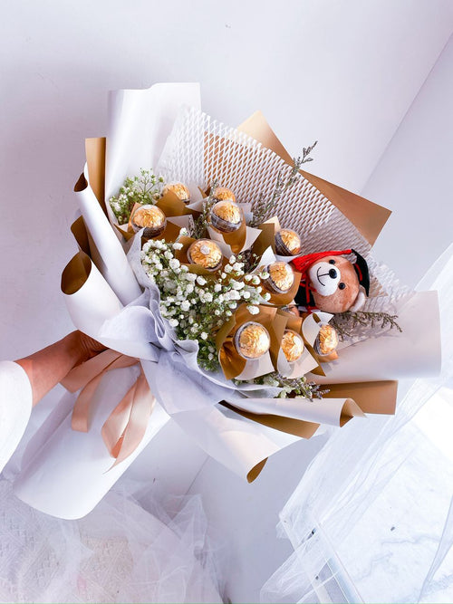 10 Ferrero Bouquet with Grad Teddy