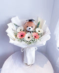 Medium Fresh Gerberas Bouquet with Grad Teddy