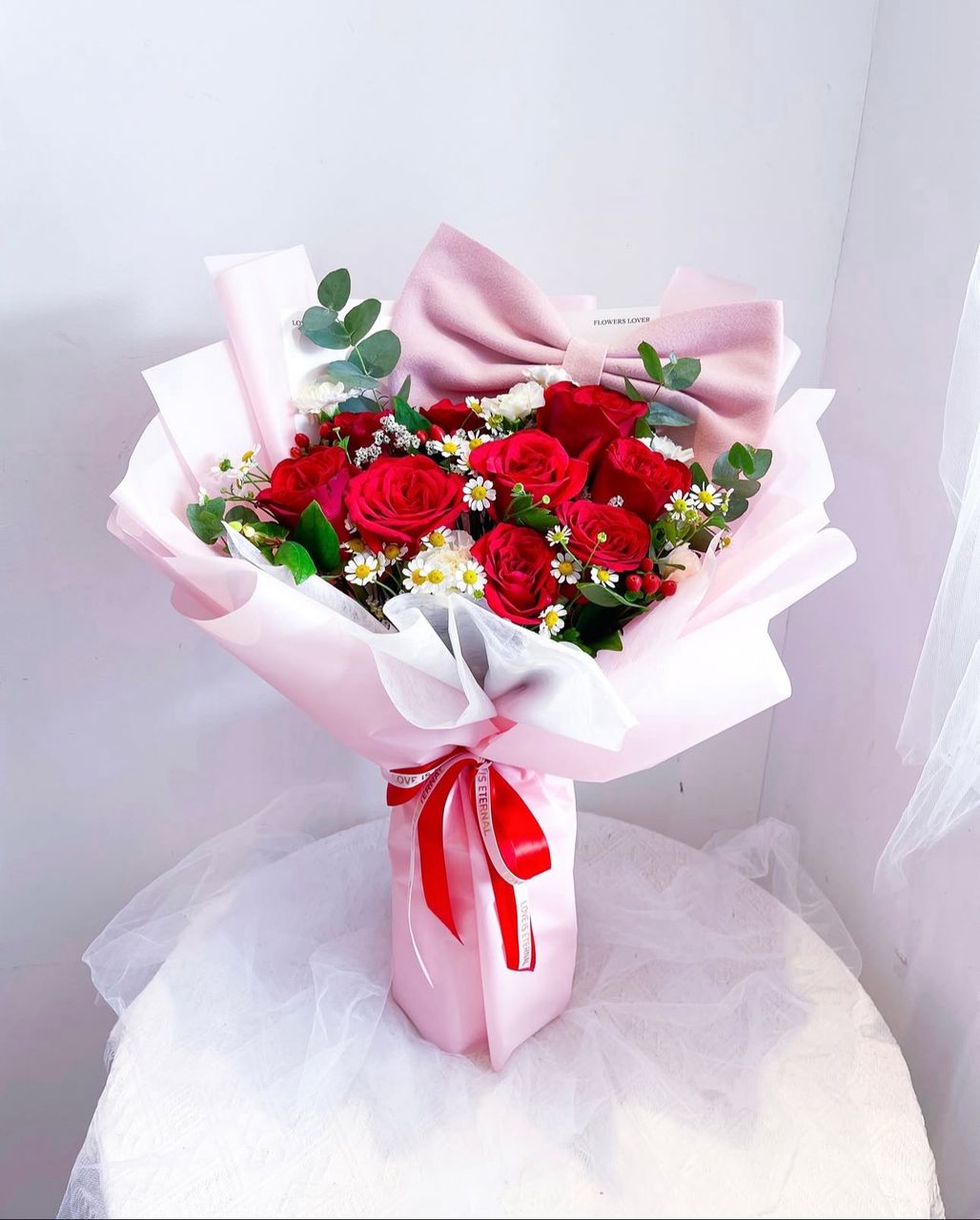 9 Stalk Fresh Roses Bouquet Coquette Edition