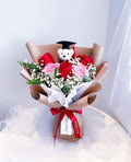 5 Stalks Fresh Roses with Grad Teddy