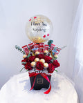 Deluxe Mix Chocolate-Roses Box with Glitter Balloon