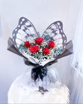 5 Stalks Fresh Roses Butterfly Set