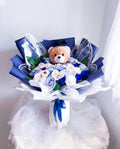 Artificial Scented Half Butterfly Bouquet with Grad Teddy